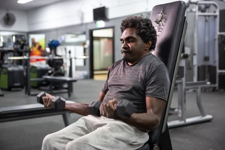 Graham working out in a gym