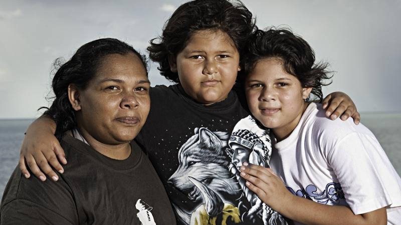 Marilynn Bin Omar with her son Anthony, 9, and daughter Breannah, 11, Broome, WA. Photo: Red Dirt Photography.
